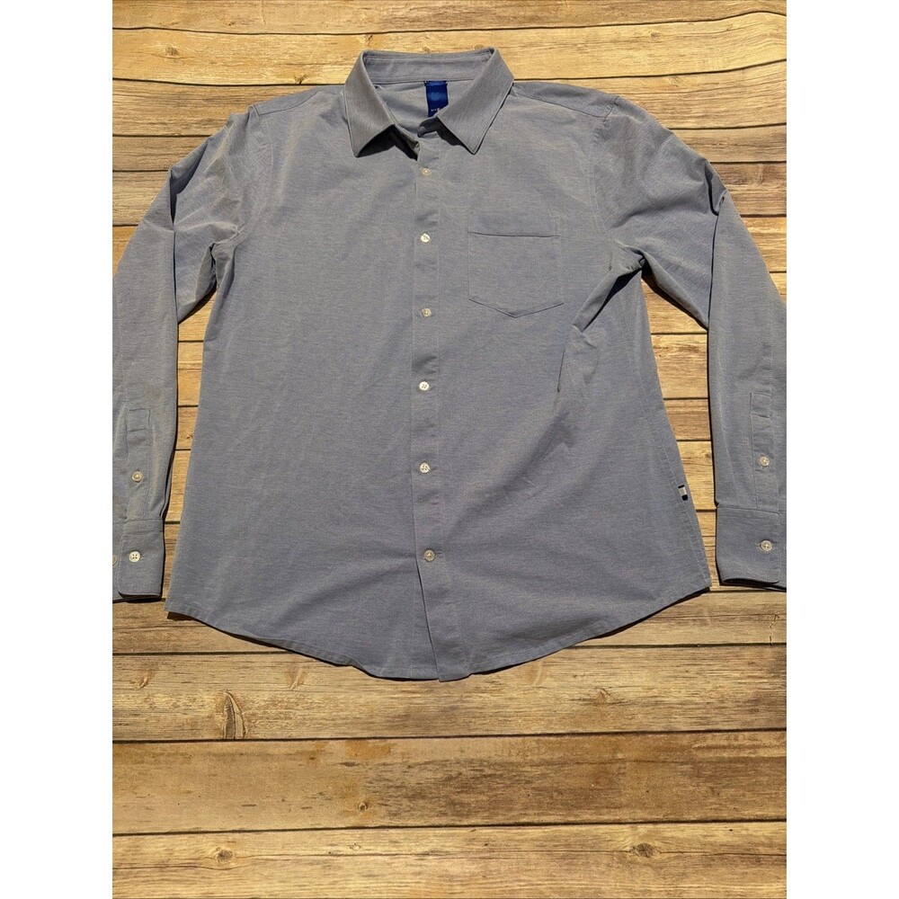 Kit and Ace Mens button up shirt soft light Blue casual fit size M logo office